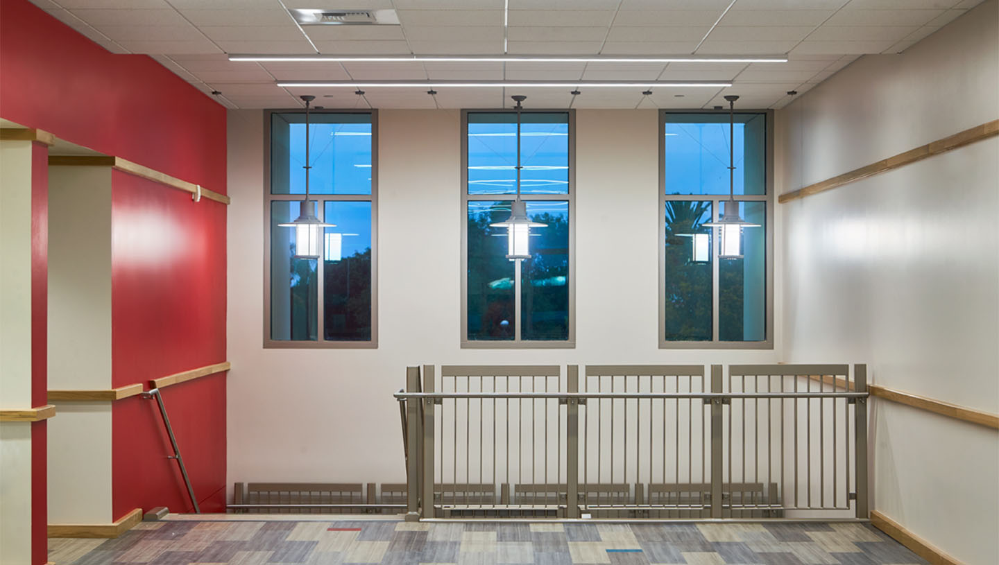 Stairwell illuminated by Eclipse luminaires